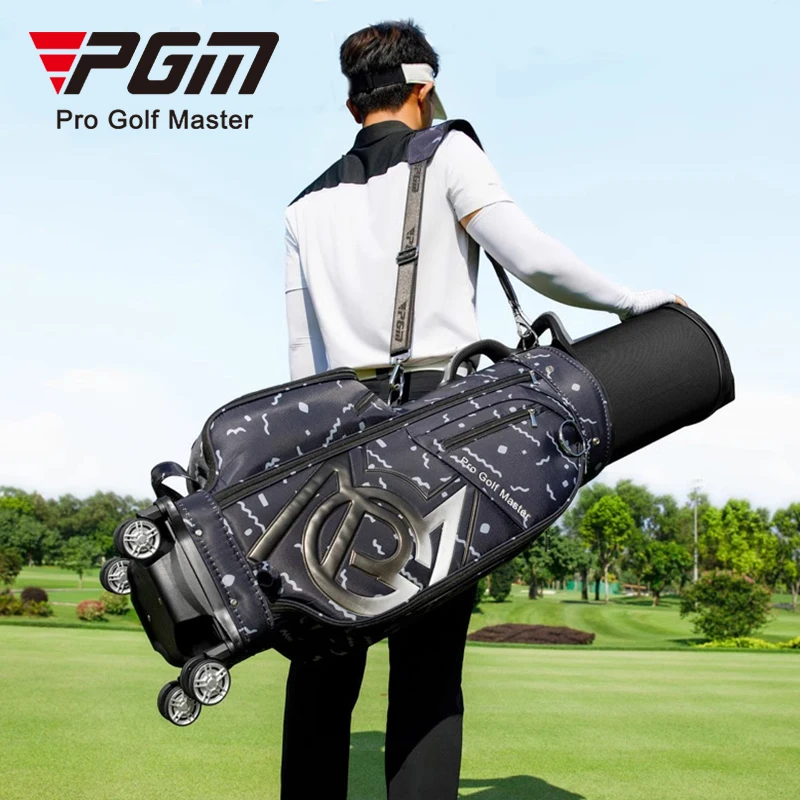 PGM QB182 Golf Travel Bag Retractable Hard Shell Top 4 Spinner Wheels Rolling Golf Club Bag for Men Women Airline Check In