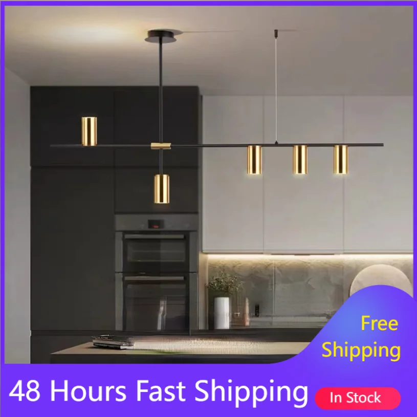 

Spotlight Pendant Light Island Kitchen Dining Room Restaurant Hanging Lamp Modern Led Ceiling Chandeliers Longer Bar Decoration