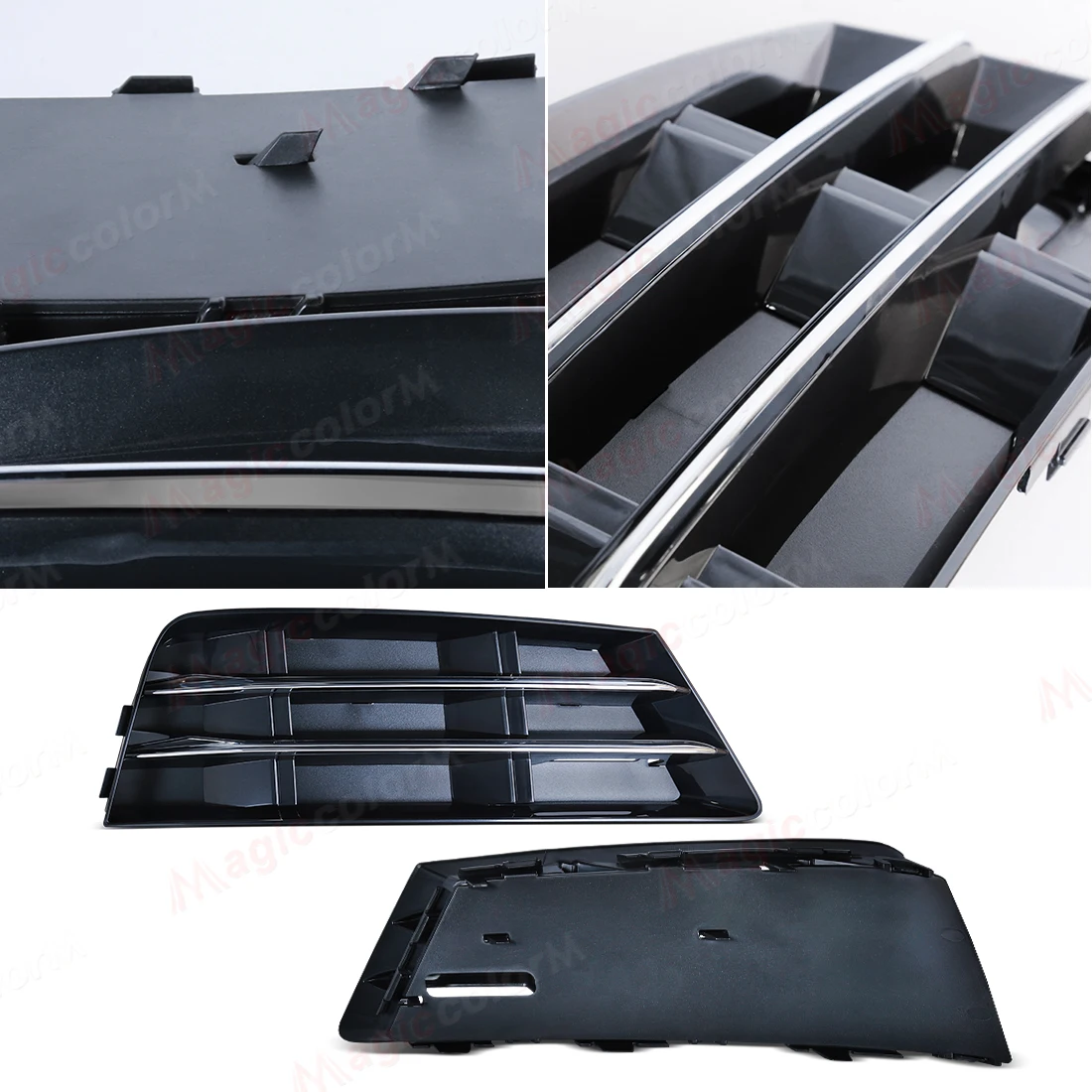 Car Front Bumper Grille For Audi A4 B9 2016 2017 2018 Fog Lamp Cover Foglight Frame Grille Mesh Decoration 8W0807681R 8W0807682R