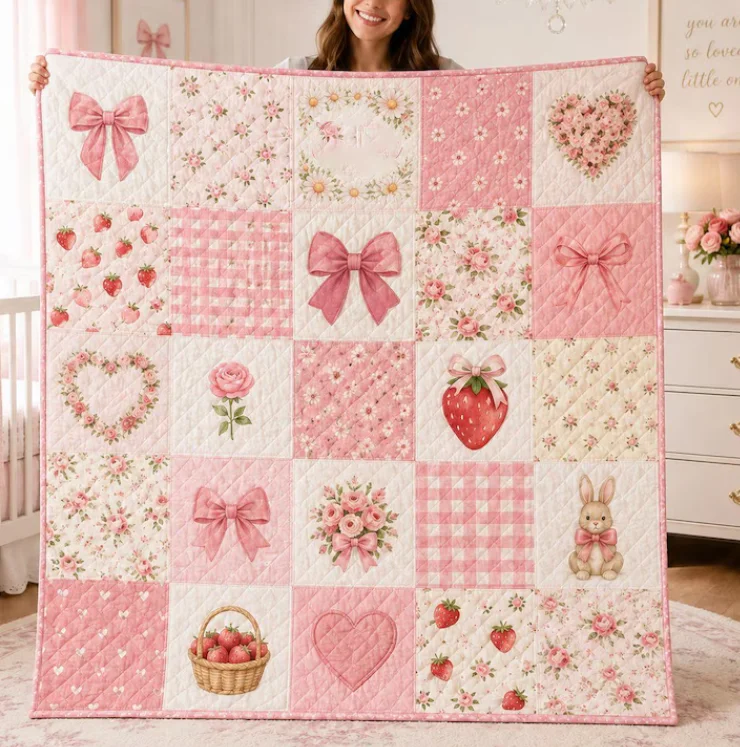 Baby Girl Nursery Quilt - Selimut Bayi Perempuan, Selimut untuk Kamar