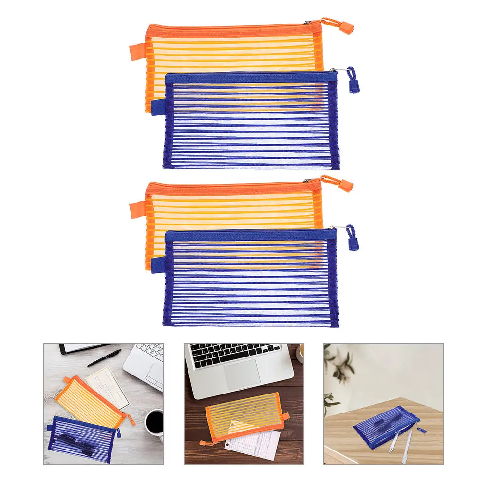 

4Pcs Zipper File Pouch Clear Zipper Document Pouches Visible Storage Organizer Bags for Stationery Cosmetics Document Storage