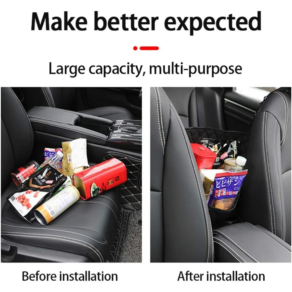 Auto-Geldbörsenhalter - Robuster Leder-Sitzrücken-Organizer, Vordersitz-Aufbewahrungsbarriere, Aufbewahrungstasche mit Netz für Haustiere und Kinder im Fahrerraum – Detail 4