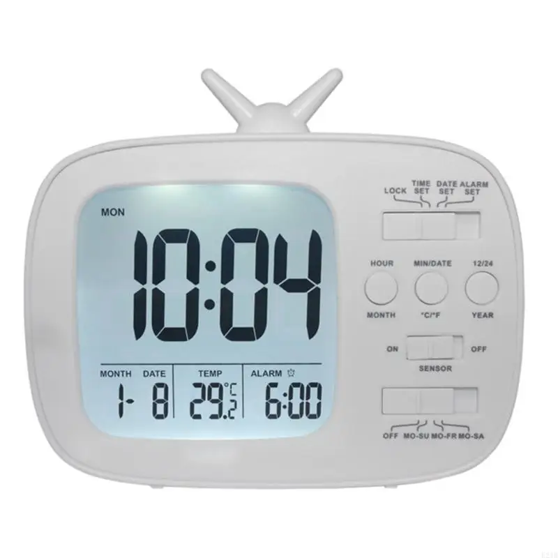 LED Display Alarm Clock With 2 Weekends and Light Sensors for Children Student Bedsides