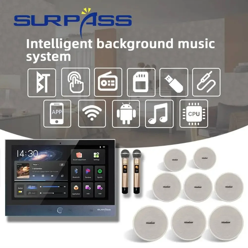 Умный дом Android Bluetooth Wi-Fi настенный усилитель аудио PA коаксиальный потолочный динамик беспроводной микрофон караоке стерео музыкальные комбинированные устройства