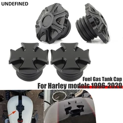 Gas Cap Vented Cross Fuel Tank Cap For Harley Touring Road King Street Glide Sportster 883 Dyna Softail 96-2020 Motorcycle Black