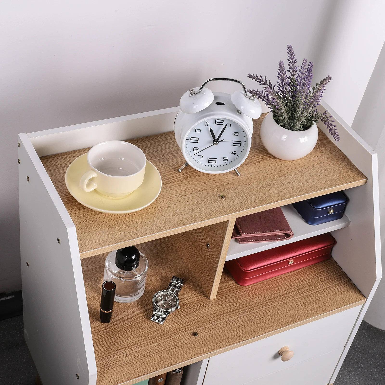 

Деревянная современная прикроватная тумбочка с 2 ящиками, простой прикроватный шкафчик для хранения, скандинавский прикроватный шкаф для хранения для гостиной, офиса