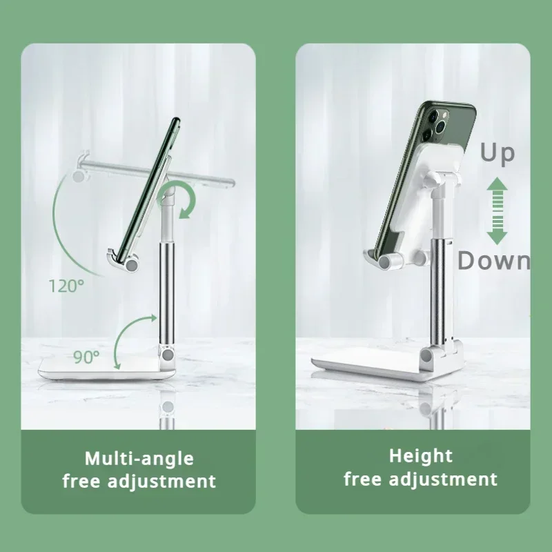 Desktop mobile phone holder makeup mirror design foldable storage lift adjustable height super stable universal phone stand