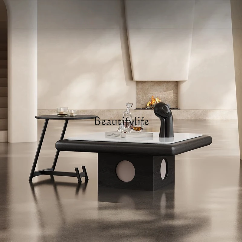 

Luxury stone coffee table living room simple modern Italian light luxury creative antique coffee table combination