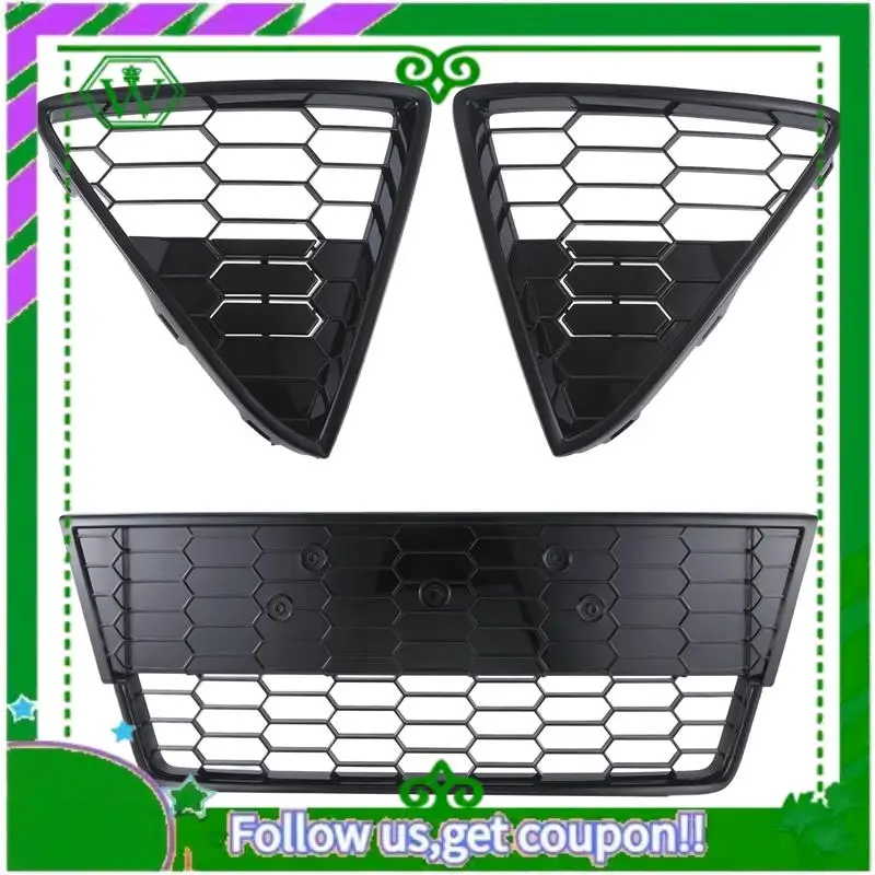 

AC34-3Pcs Car Honeycombed Front Bumper Lower Grille Grills For Ford Focus 2012 2013 2014