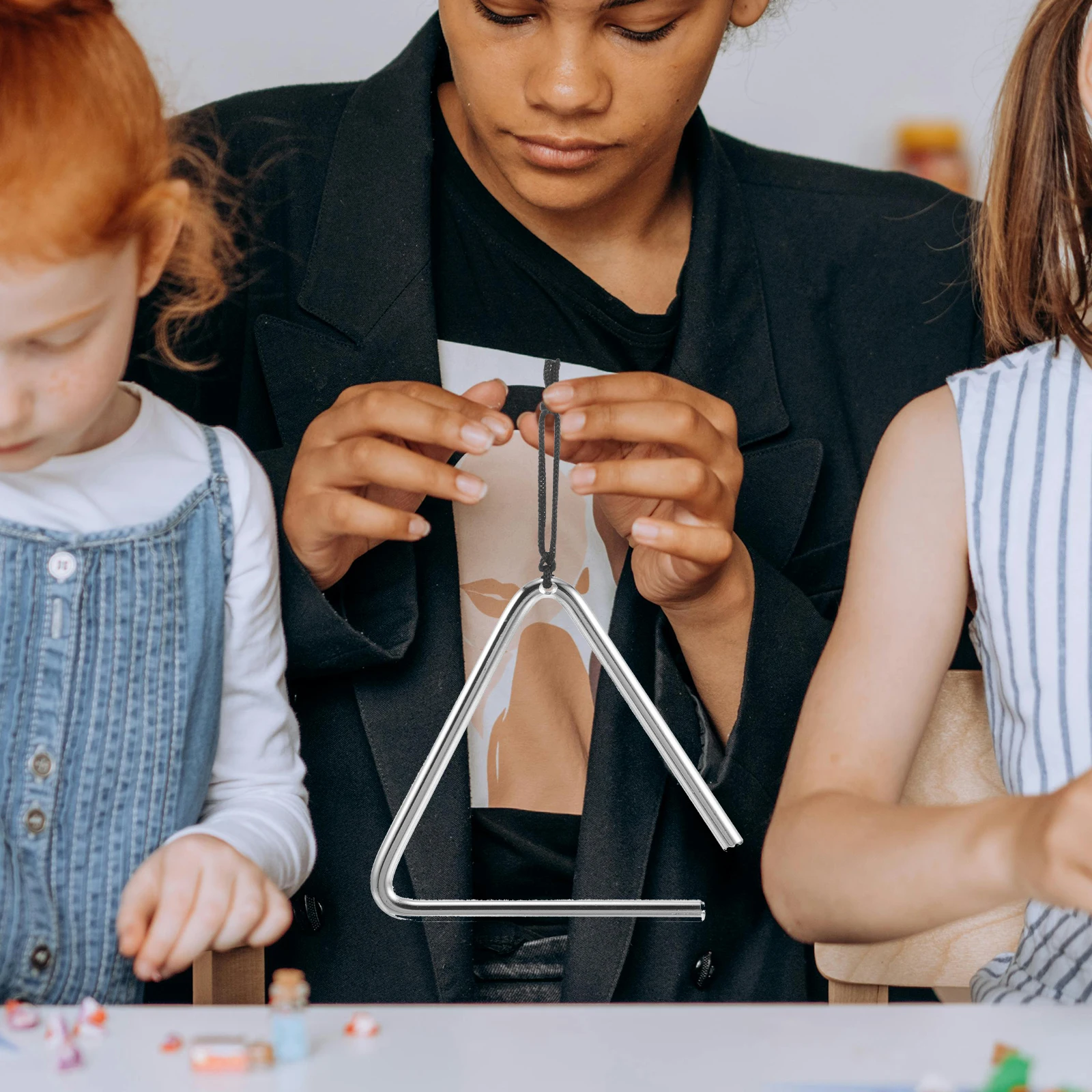 

1 set Orff Instrument 5 Inch Triangle Metal Plastic Hand Percussion Kids Musical Toy Montessori Instruments Set Chimes Sound