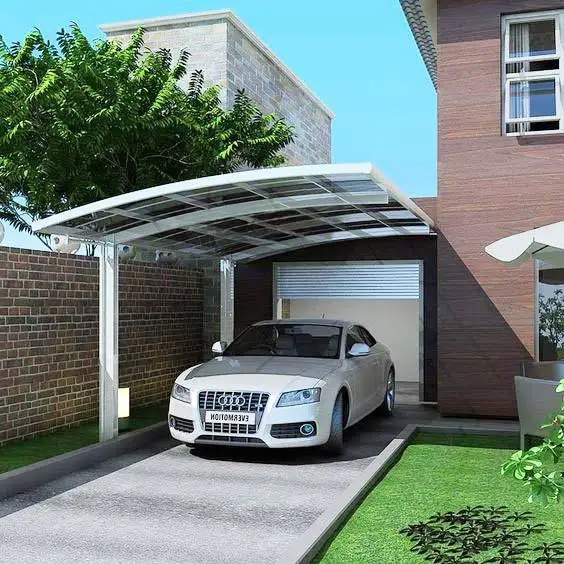 Abri de voiture de style simple, installation indépendante en extérieur, carport de haute qualité, montage facile, structure en aluminium, abri de stationnement en acrylique