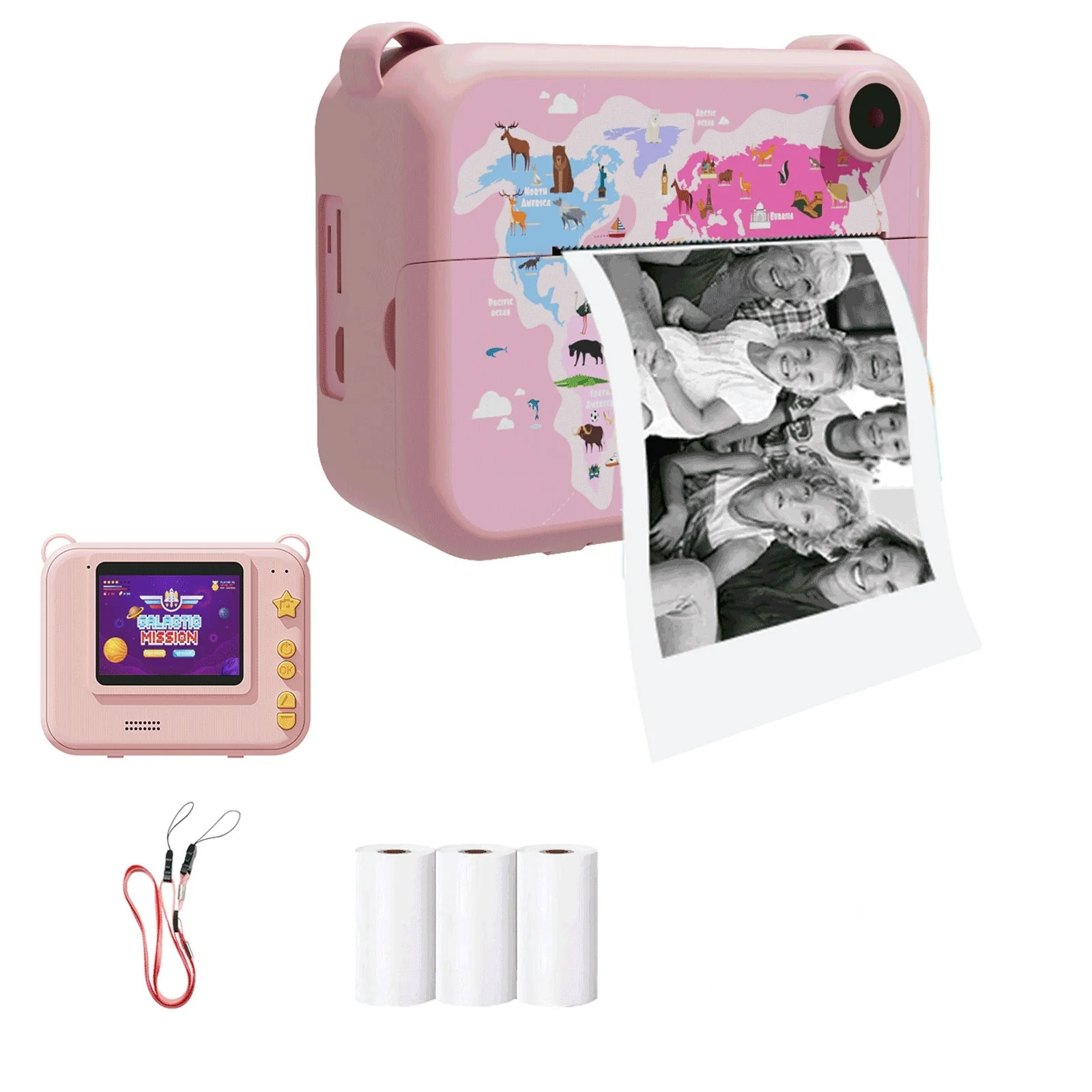 Mini appareil photo numérique pour enfants, impression instantanée, photo, enregistreur vidéo, imprimante thermique, cadeau d'anniversaire