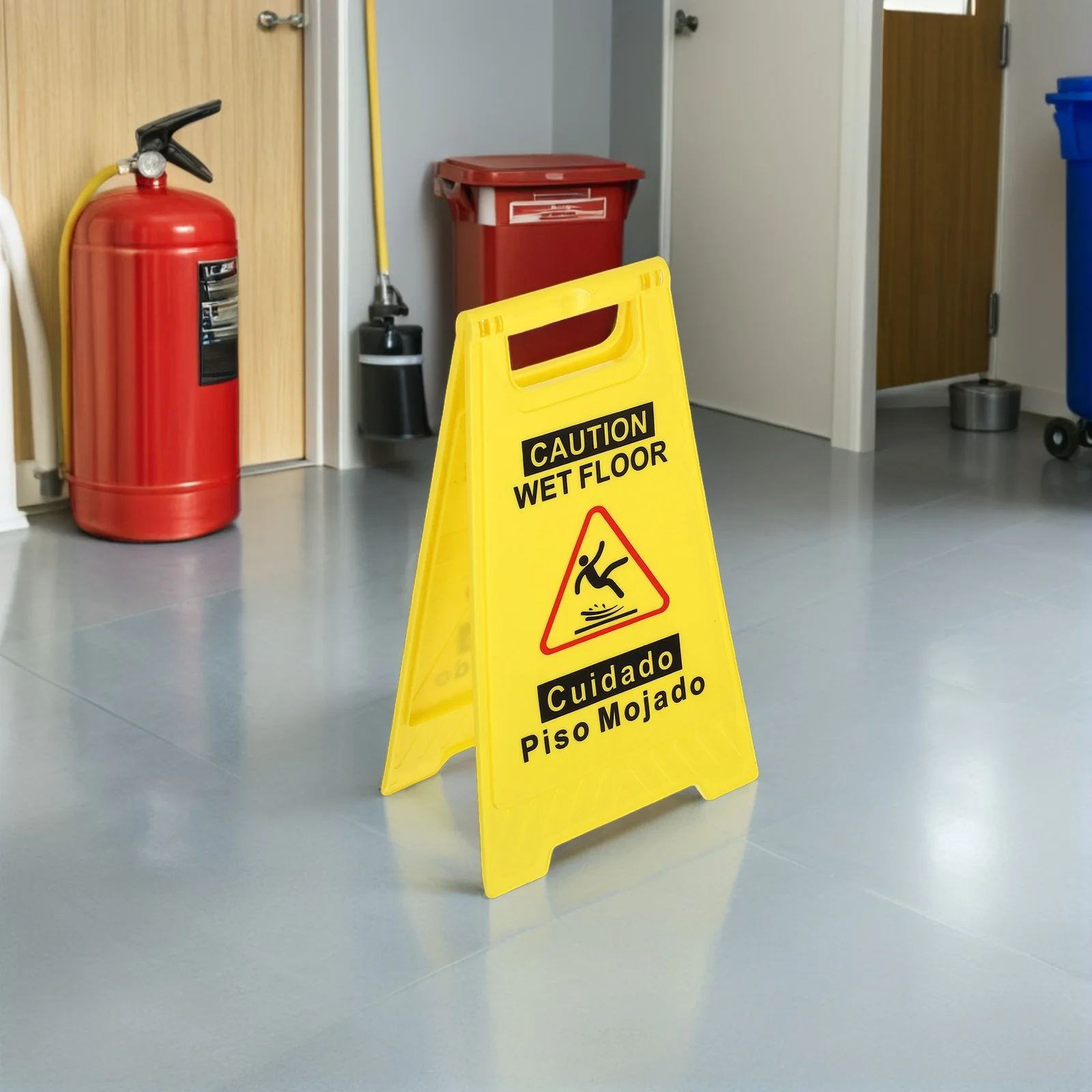 

2Pcs Caution Wet Floor Signs Yellow Foldable Double Sided Bilingual Safety Warning for Commercial Schools Hotels Cinemas