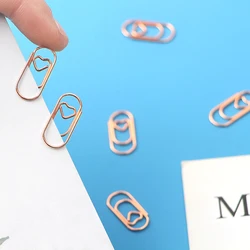 50pcs/bag Metal Mini Heart Rose Gold Paper Clip Bookmark Planner School Office Stationery