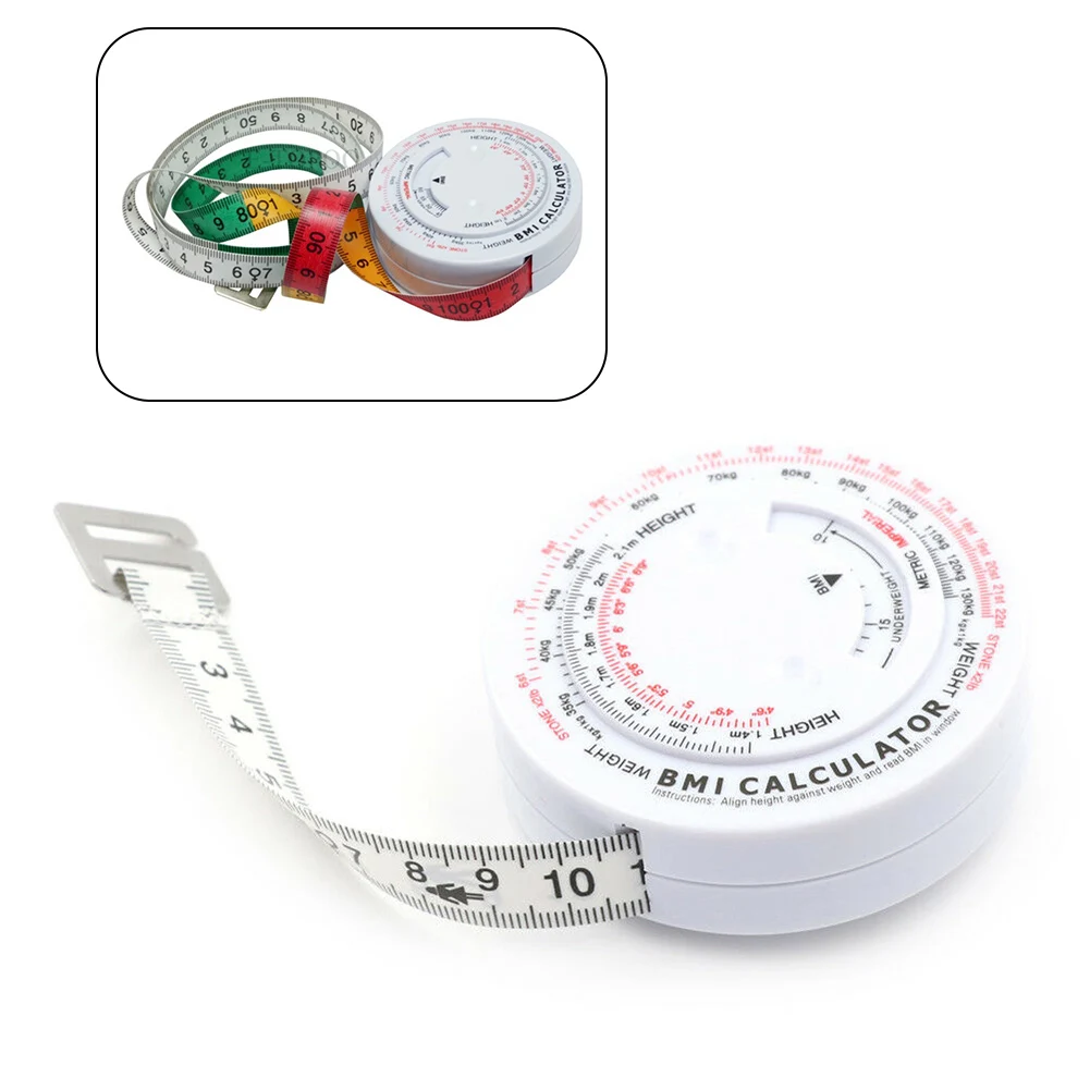 1.5m Tape Measure White Plastic Round Retractable BMI Measuring Tape Metric For Body Mass Index Size Measurement Hand Tool