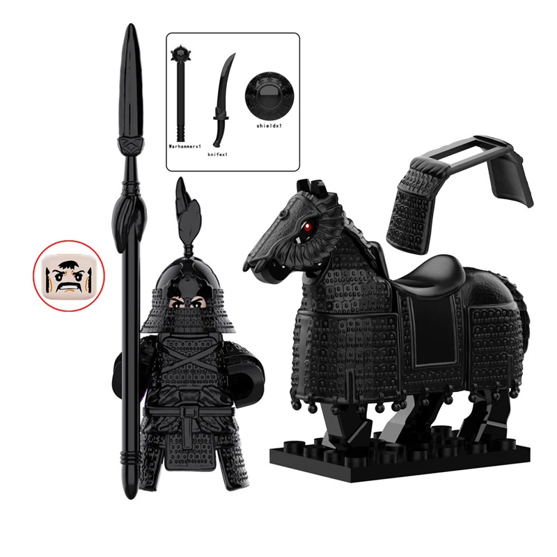 KT1068 Middeleeuwse Ridder Actiefiguur Accessoires Paard Bouwsteen Kinderspeelgoed Cadeau