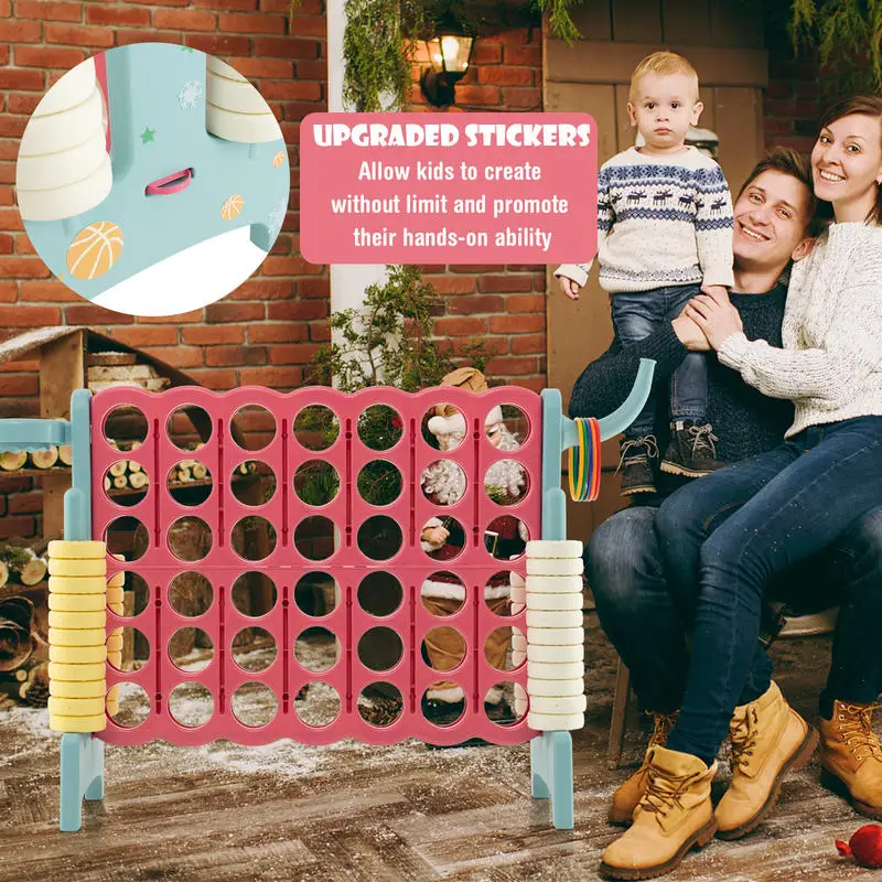 Jeu de connectés 4 en ligne avec panier de basket et anneaux à lancer - Multicolore