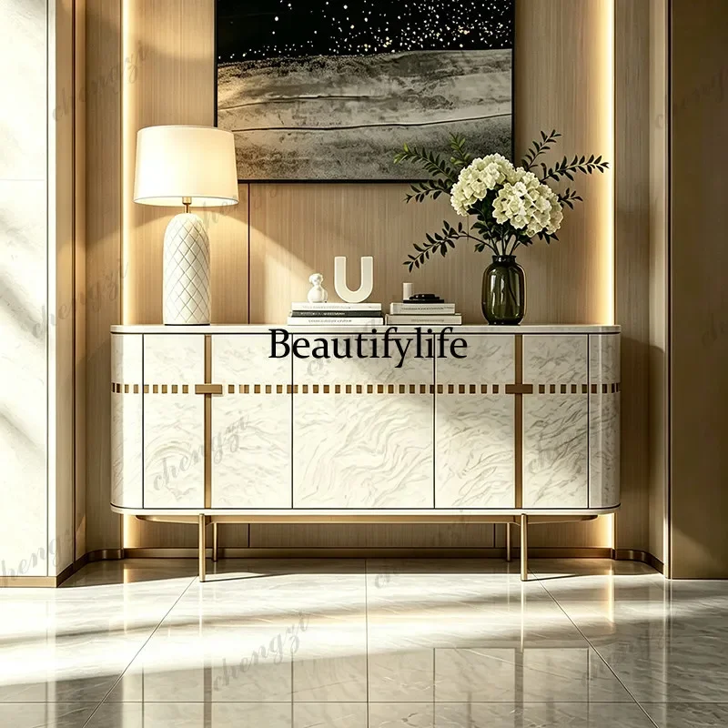 Italian light luxury marble dining side cabinet multi-functional locker cream wind porch cabinet