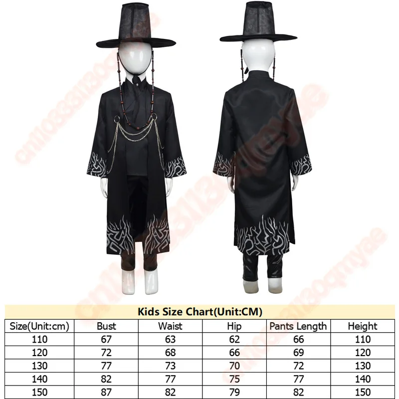 키즈 진우 코스프레 의상 Saja Boys Demon TV 헌터 롤 플레잉 어린이 코트 바지 모자 의상 할로윈 카니발 파티 슈트
