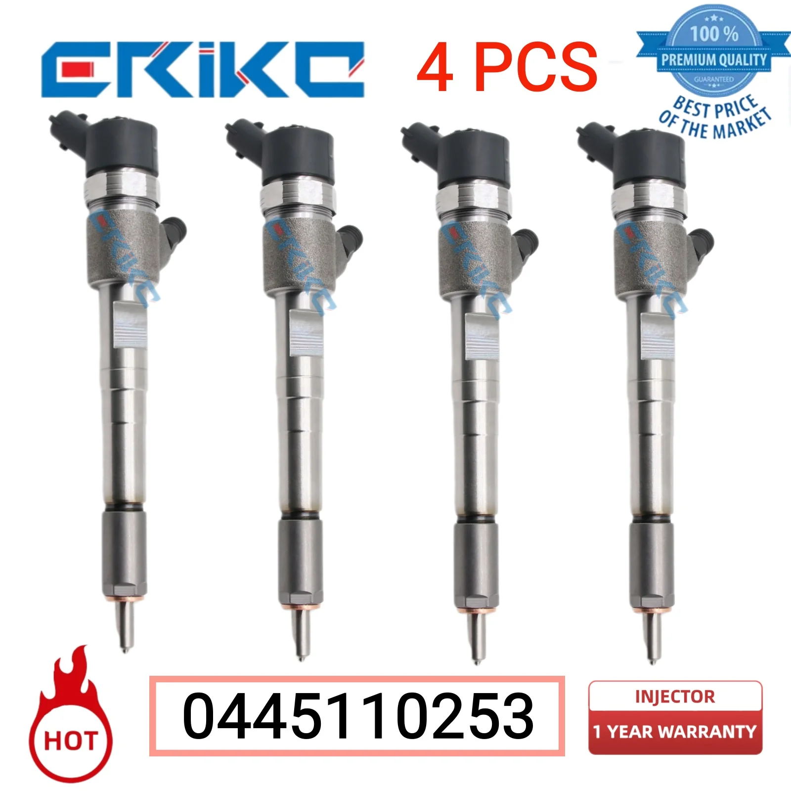 4PCS 0445110253 Jet Injector 0445110254 Diesel Fuel Injector 0986435155 for HYUNDAI 33800-27800 PSA GROUP 1980EA 1980K2 86565889