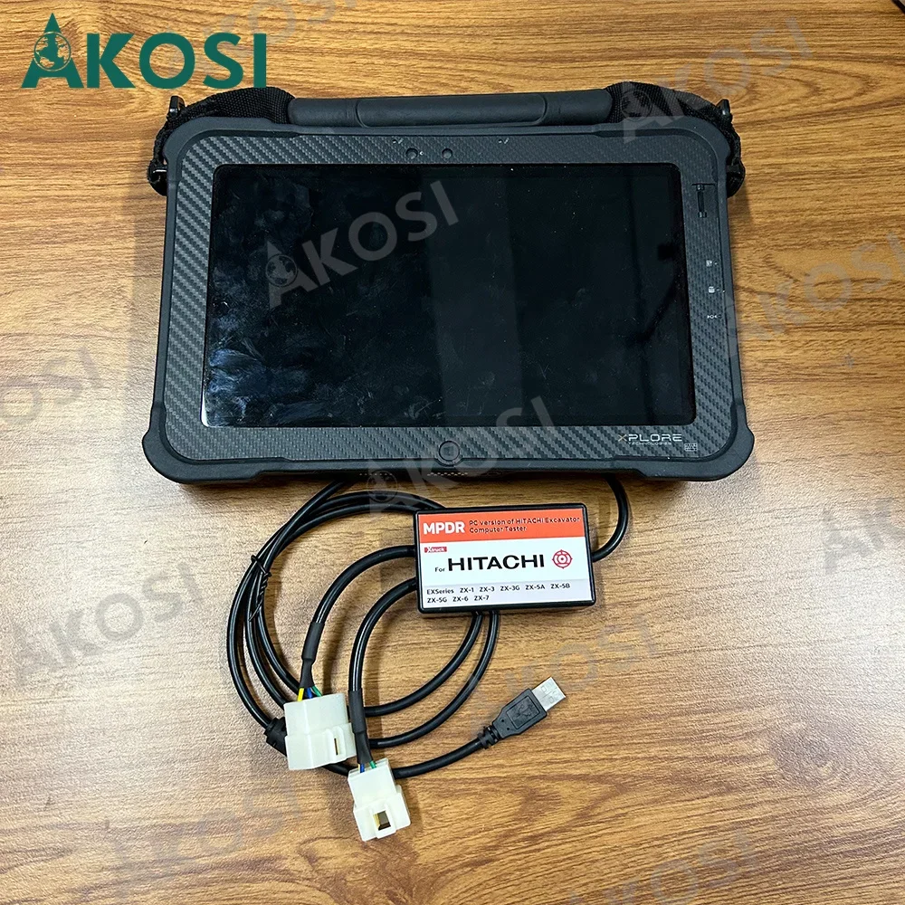 For Hitachi Excavator Diagnostic with mpdr software 3.9 and data cable for zx-5a zx-5b zx-5g also ZX-1 ZX-3 ZW+Xplore Tablet