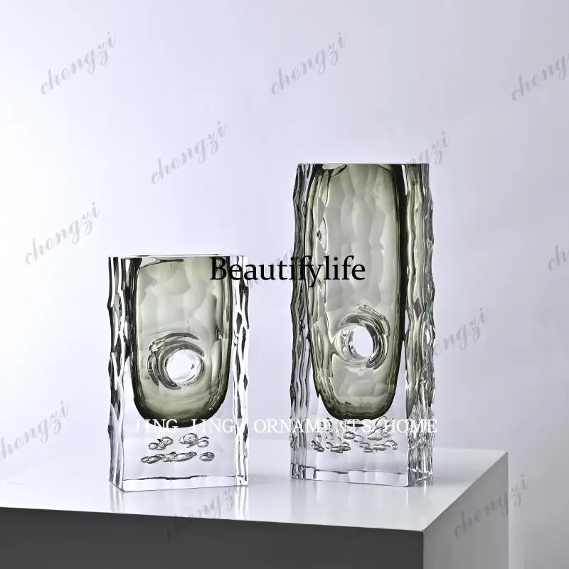 Advanced modern crystal rhombus vase flat combination flower ware ornament