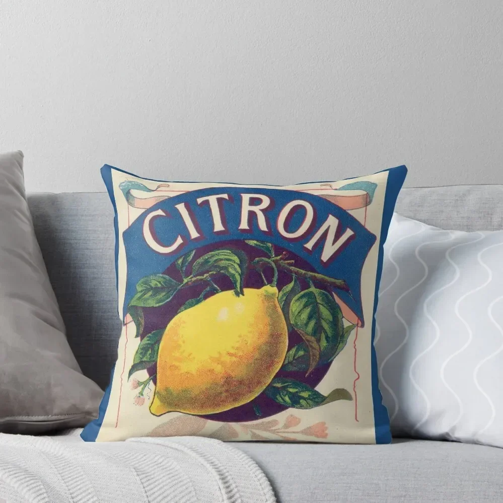 Citron Vintage French Fruit Label Throw Pillow Pillow Cover Decorative Sofa Cushion Sofa Cushions Cover pillow