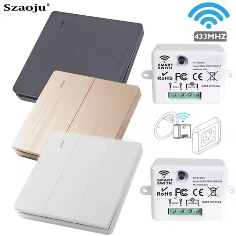 1 2 3 Channel Button 86 Type Wall Panel RF 433Mhz Remote Controller for RF433 Smart Switch RF433 for Home LED Light Lamp Fan