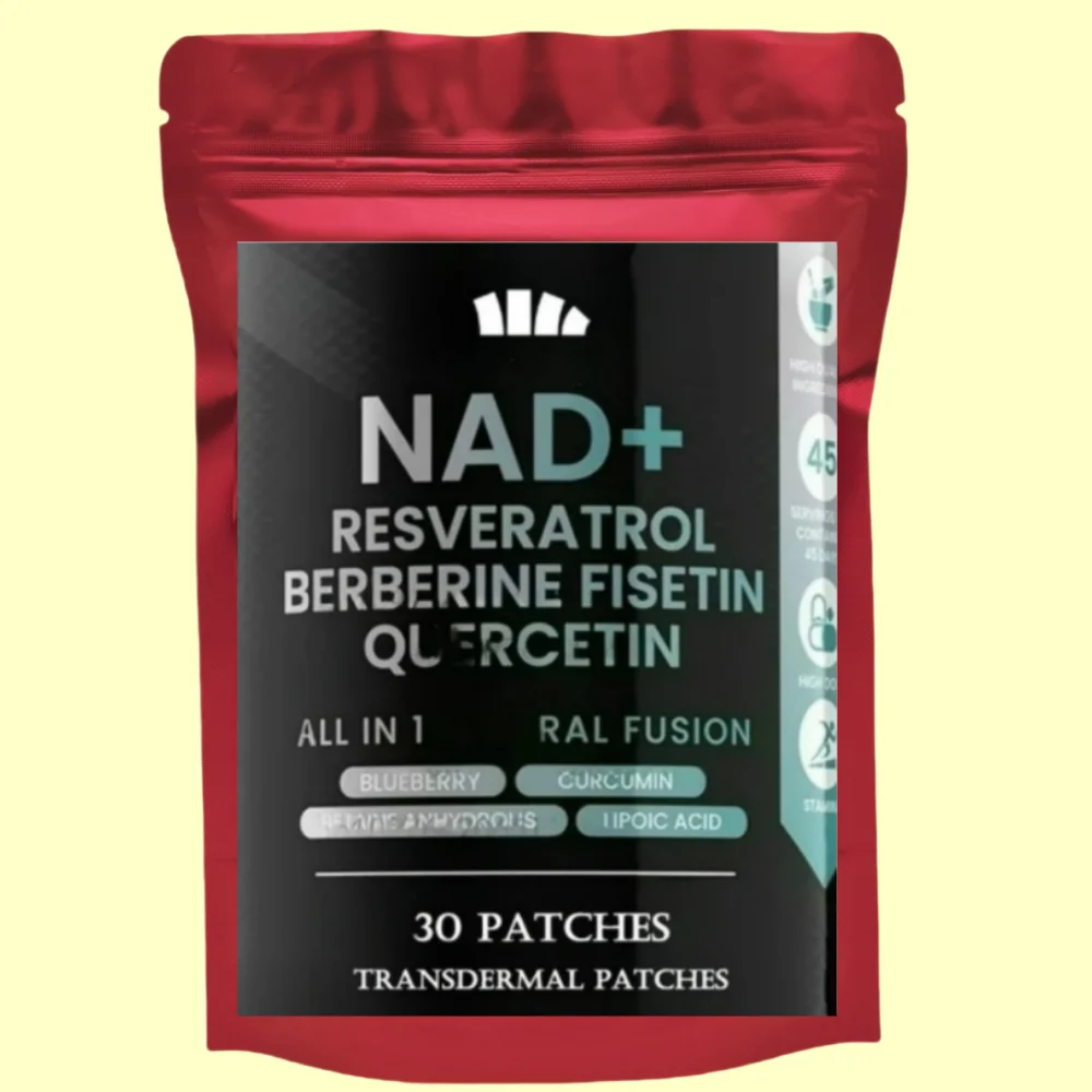 30 Parches Transdérmicos Nad + Boosting con Nr + Resveratrol, Cúrcuma + Quercetina - Reparación Celular, Envejecimiento Saludable