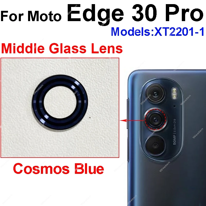 Rear Camera Glass Lens Cover For Motorola Moto Edge 30 Pro XT2201-1 Back Camera Lens Glass with Frame Holder Replacement Parts