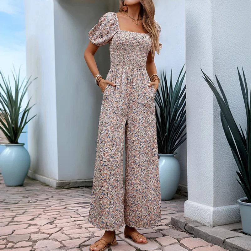 

Women's Casual Spring Summer Jumpsuit Waist-Cinching Skirt-Like Design Long Pants Cotton Blend Fabric Street Sle