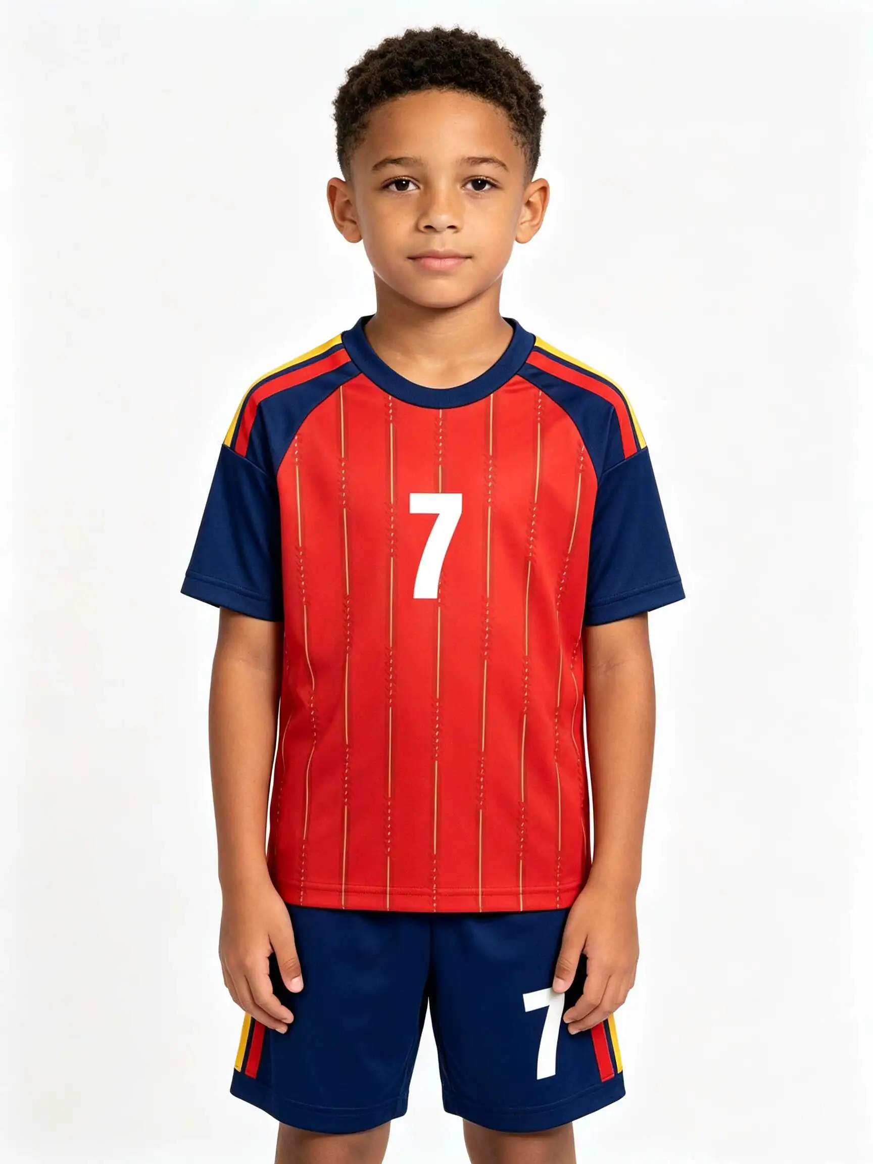 New 26/27 Unisex Blank Soccer 2‑Piece Set, Kids Adults Parent‑Child Kit, Custom No. 7  for School Outdoor Team Sports