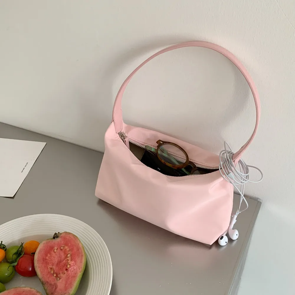 

Portable Korean Style Nylon Handbag Lightweight Solid Color Small Square Bag Large Capacity Nylon Shoulder Bag Spring Summer