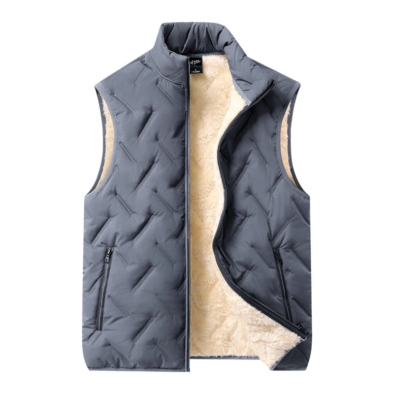 

New Men's Fleece-Lined Vests Winter Warm Versatile Sleeveless Jackets Windproof Cold-Resistant Thickened Vest Business Jacket