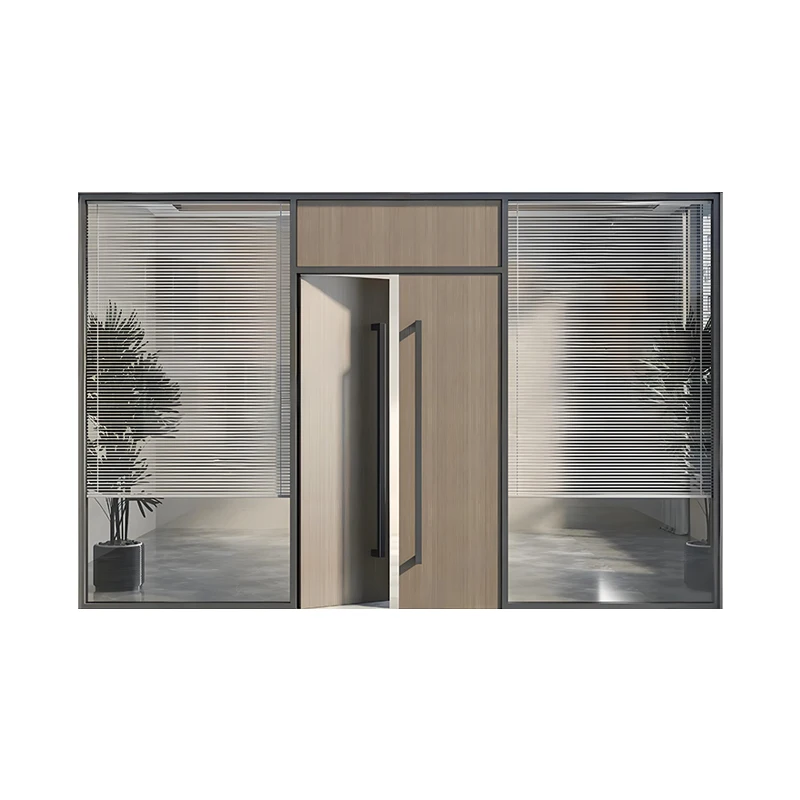 إطار من سبائك الألومنيوم باللون الأسود بتصميم عصري مع جدار تقسيم زجاجي لشاشة الألياف الزجاجية لقسم الغرفة الداخلية #4