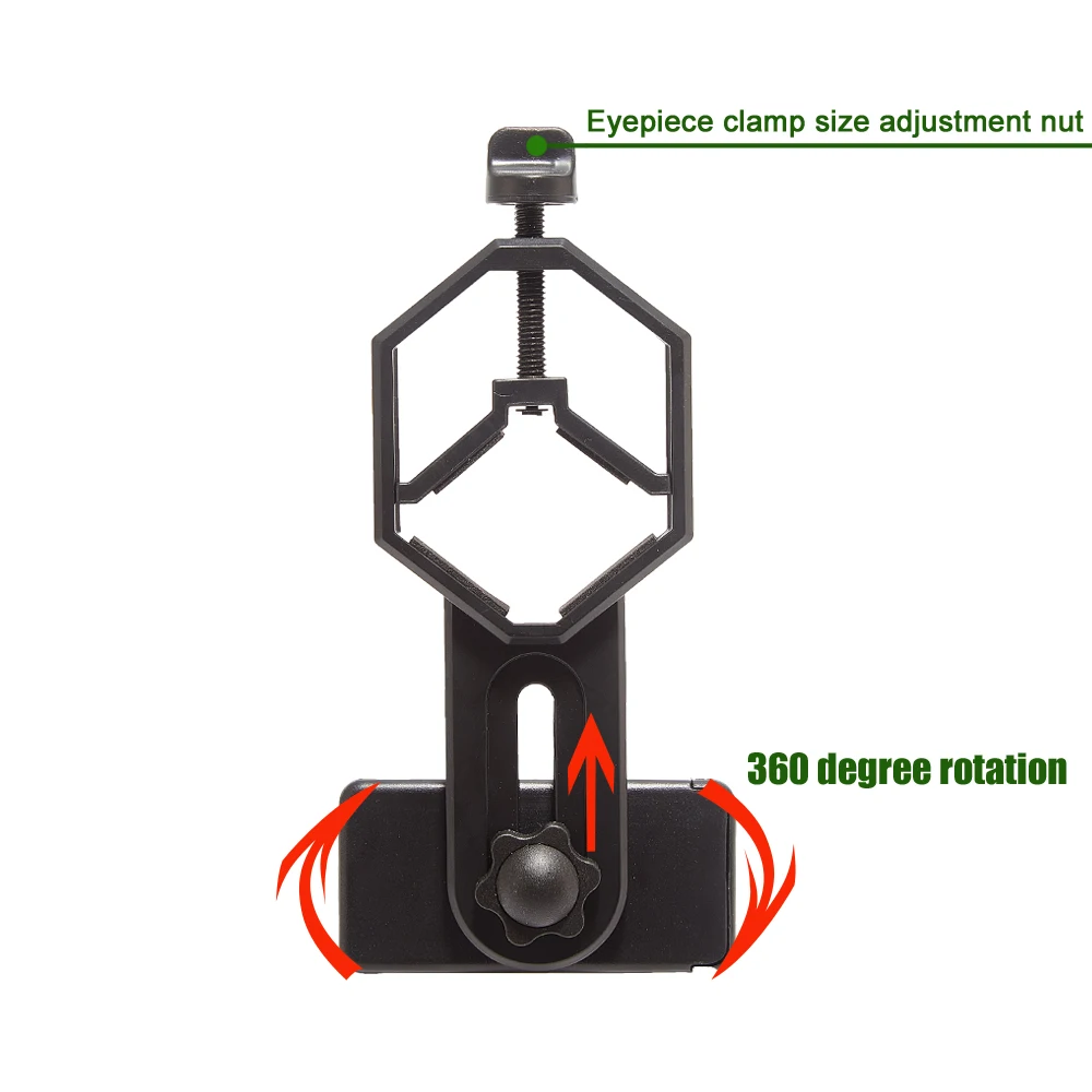 BORWOLF อะแดปเตอร์โทรศัพท์มือถือพลาสติกสำหรับกล้องจุลทรรศน์ Monocular กล้องโทรทรรศน์กล้องส่องทางไกล Spotting Scope คลิปโทรศัพท์มือถือ Bracket