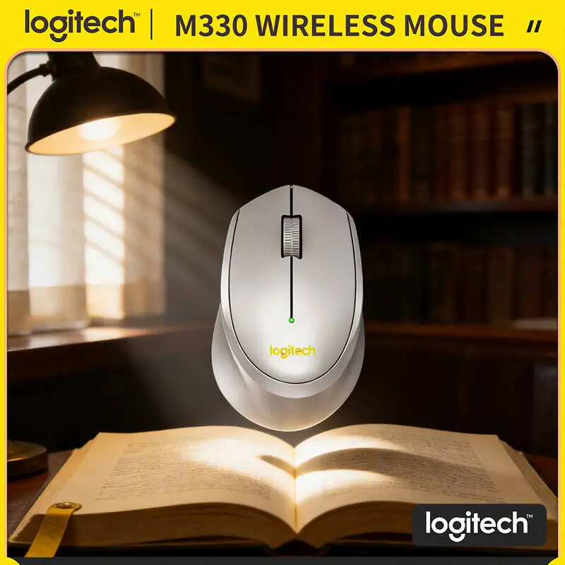 

Беспроводная мышь Logitech M330, эргономичная бесшумная щелчка, USB-приемник 2,4G, дальность действия 10 м, батарея для домашнего офиса, учебы