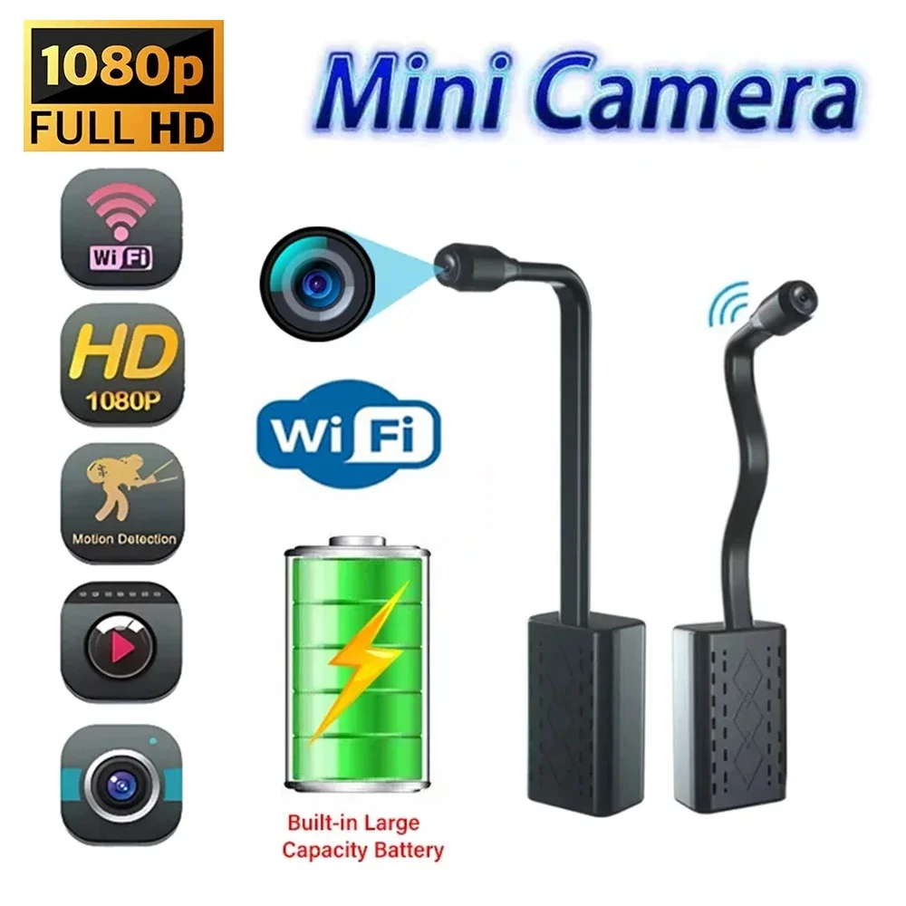 

Мини-камера 1080P HD Беспроводная Wi-Fi камера с обнаружением движения Видеорегистратор Безопасности Видеокамера Поддержка удаленного просмотра