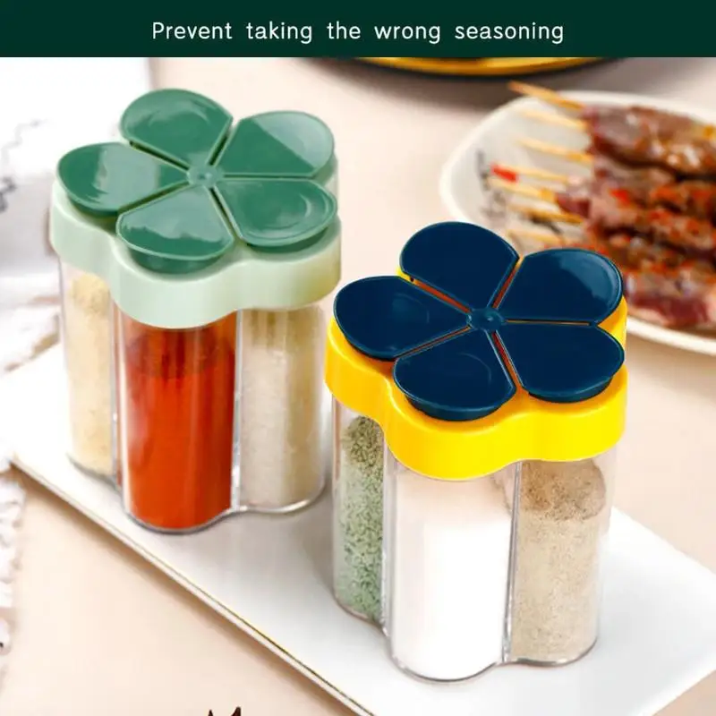 New Creative 5 In 1 Seasoning Jar Household Moisture-proof Spice Rack Outdoor Camping Seasoning Bottle Kitchen Gadget