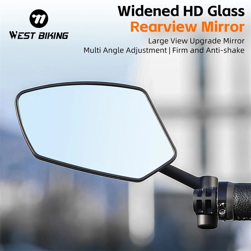 WEST BIKING Bicycle Rearview Mirror 360 Adjustable Wide Range Cycling Left Mirror Handlebar Rear View Reflector Bike Accessories