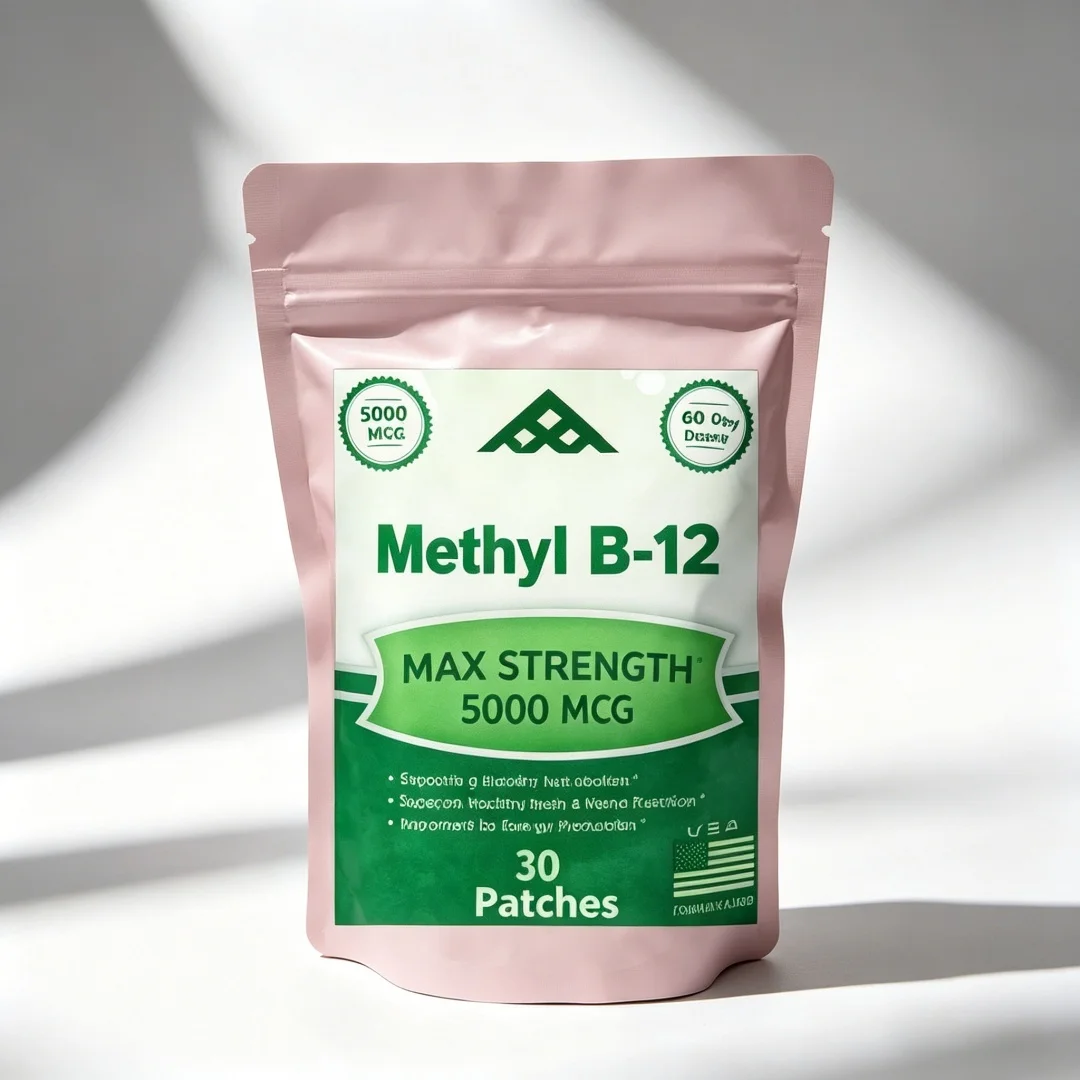 Vitamin B12 5000 MCG Patches - Brain Heart Support, Memory Learning Boost, Natural Energy Enhancer - 30 Patches