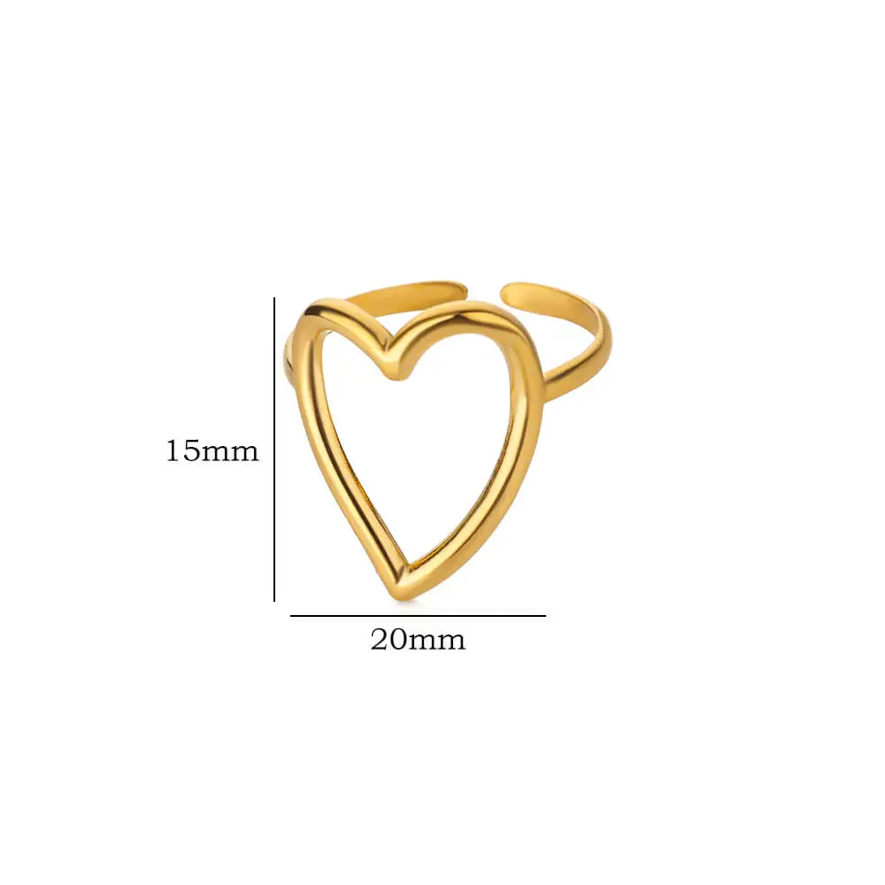 Hollow Heart Rings For Women Gold Color Adjustable Stainless Steel Heart Ring Wedding Party Jewelry Gift 2024 Trend Gift BFF image 5