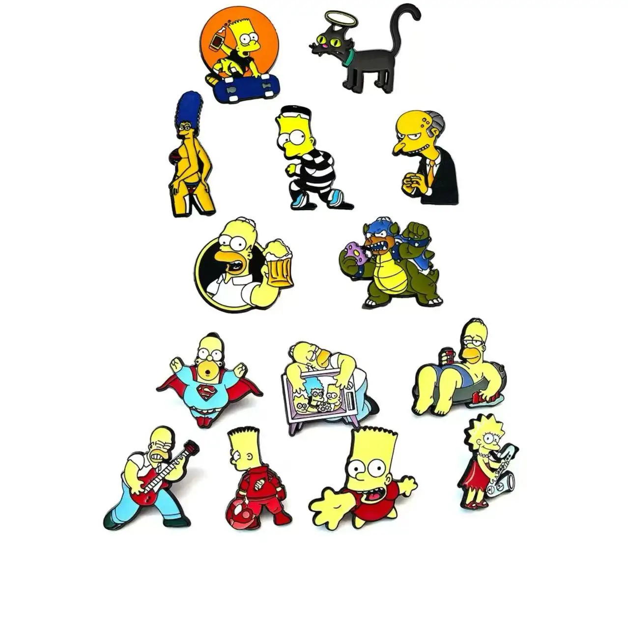 

7pcs the Simpsons Comedy Anime TV Series Enamel Pins Set Cartoon Lapel Brooch Badges Funny Jewelry Gift for Kids And Friends