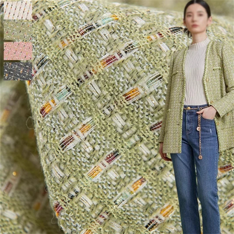 Classic Fashionable Coarse Tweed High-end Designer Fabric Material for Clothes Handmade DIY Clothing Quilting Sewing Accessory