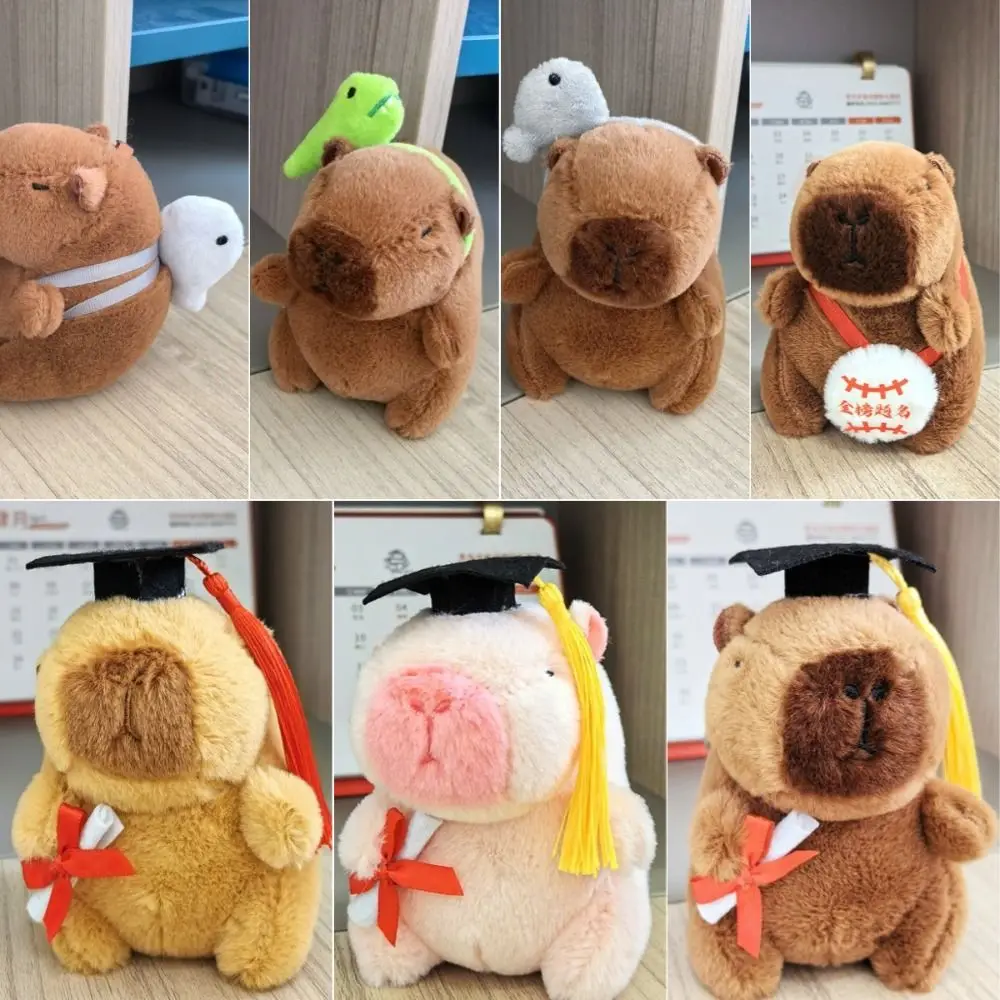 Porte-clés en peluche multicolore Kawaii Capybara pour enfants, animaux en peluche, overd'Inde, sac à dos, pendentif rose, 10-13cm