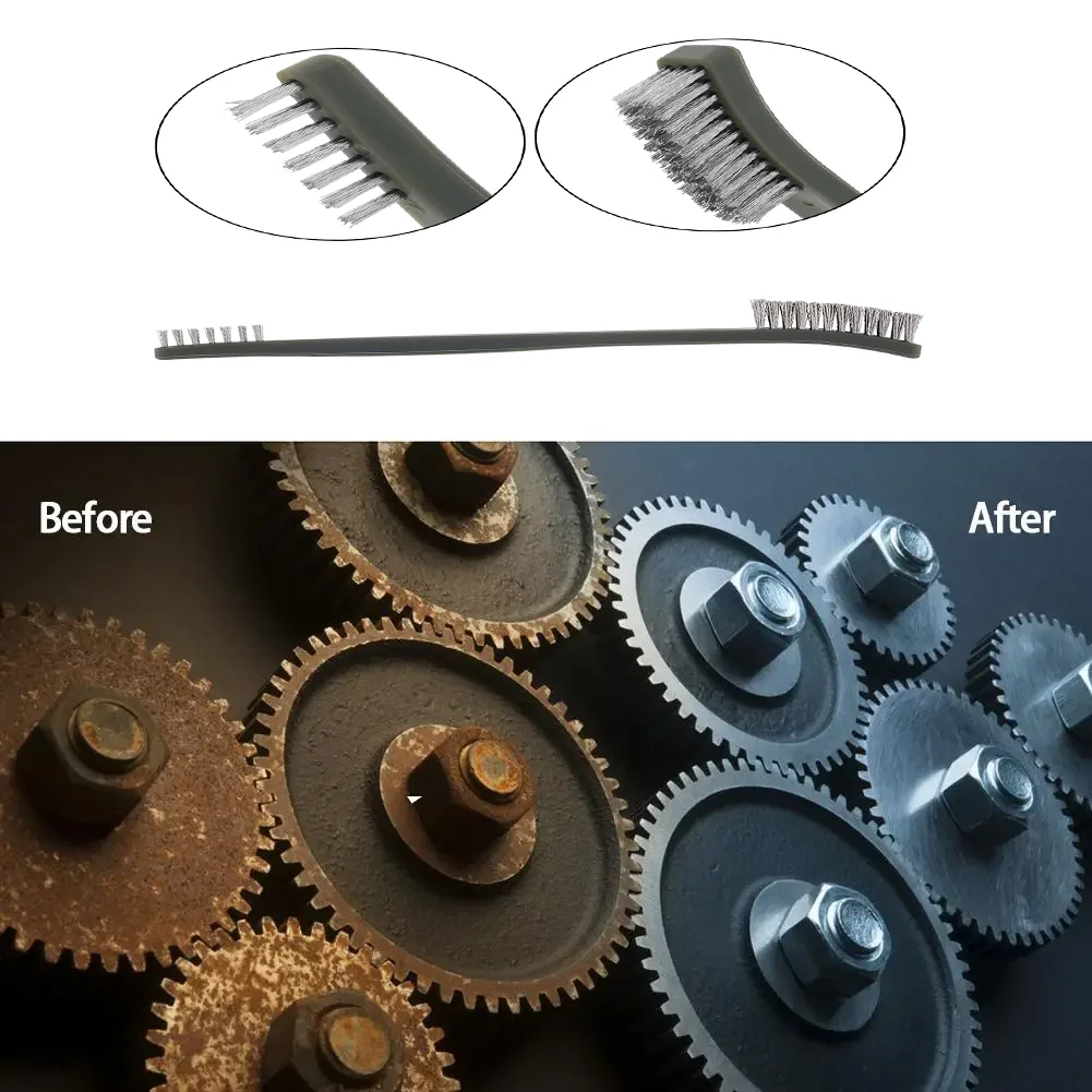 

Набор из 3 мини-щеток с двумя концами: нержавеющая сталь, латунь, нейлон. Щетки для удаления ржавчины с металла. Многоразовые полировальные щетки.