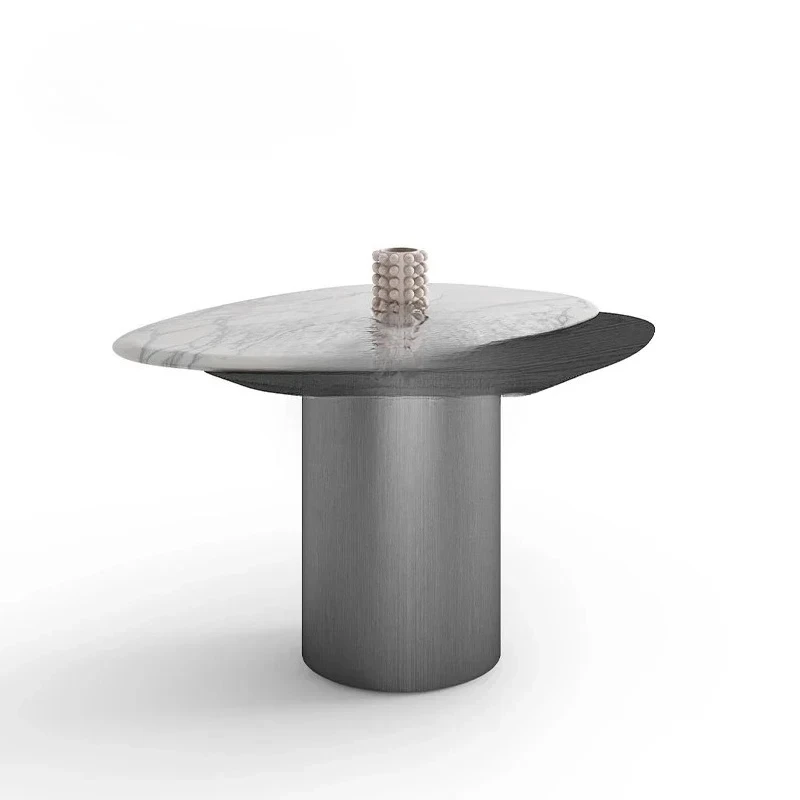 

Italian minimalist, natural marble, solid wood/living room sofa side special-shaped luxury stone small coffee table