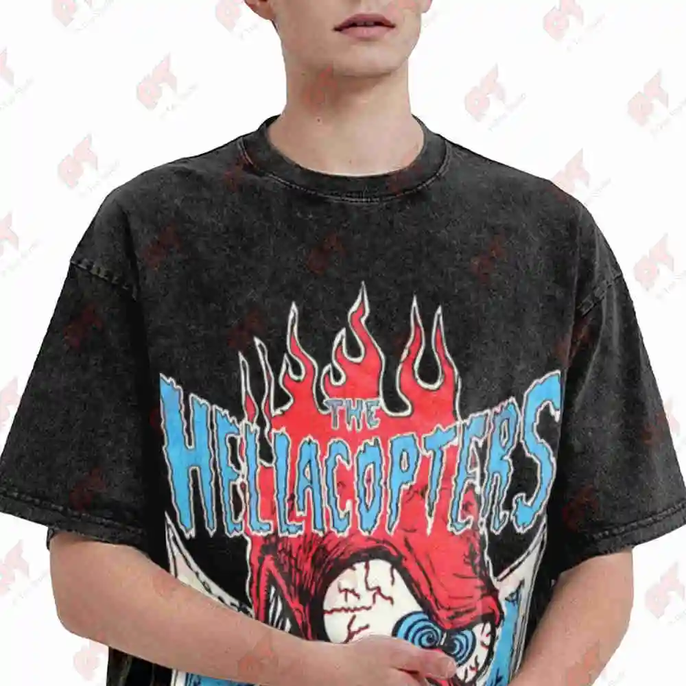 The Hellacopters Tour 2000s Vintage Washed Tee Pure Cotton T-Shirt