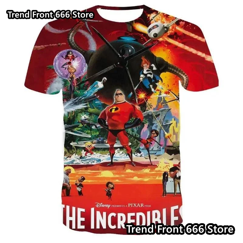 New Arrive Summer Kids Men's short-sleeved The Incredibles classic anime T Shirt Boys Girls Crewneck Casual Parent-Child t shirt