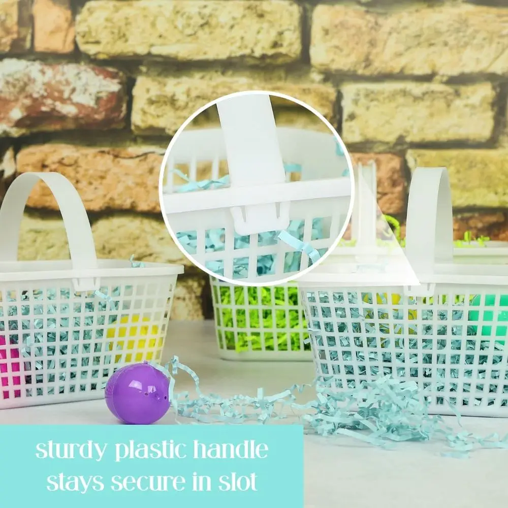 12-Count Mini Plastic Baskets with Handles for Fruits, Vegetables, Party Decor, and Storage